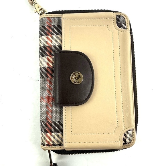 Spartina 449 Wymberly Wallet Wristlet Linen Leather Plaid Zip Clutch Brand NEW - Picture 7 of 10